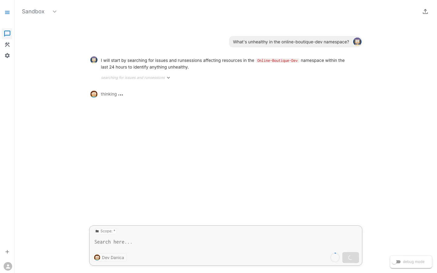 Workspace Chat response with remediation steps