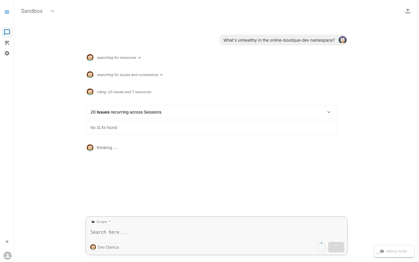 Assistant investigating online-boutique-dev