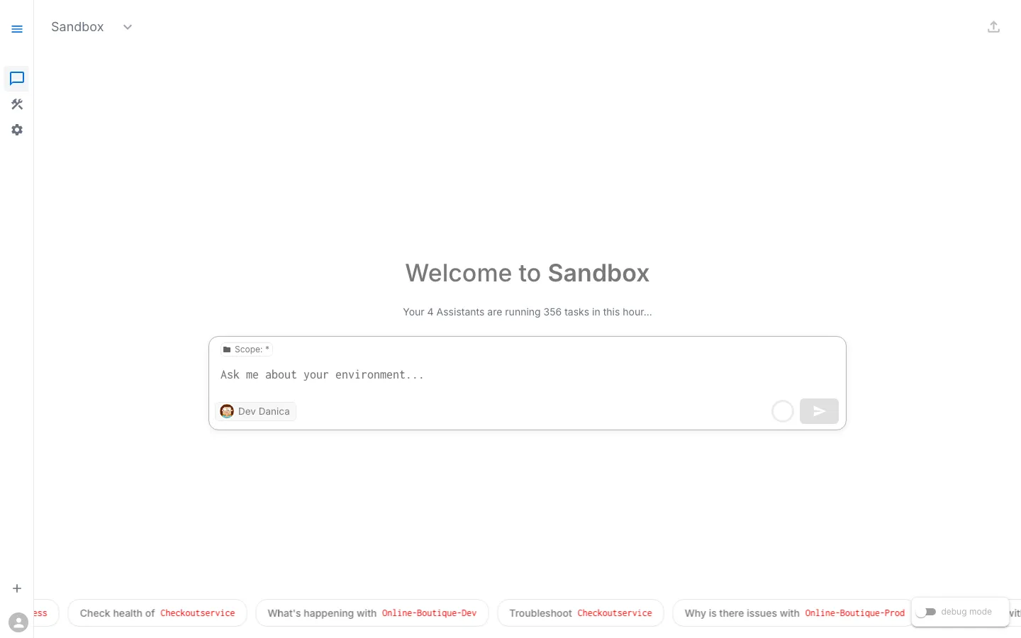 Workspace Chat welcome screen