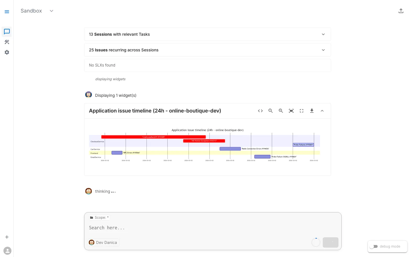 Issue Timeline widget