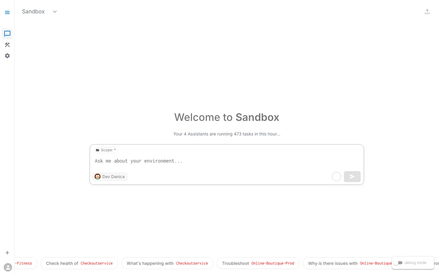 Workspace Chat welcome screen